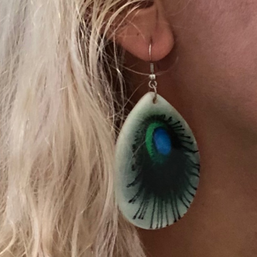 Large Peacock Feather Earrings